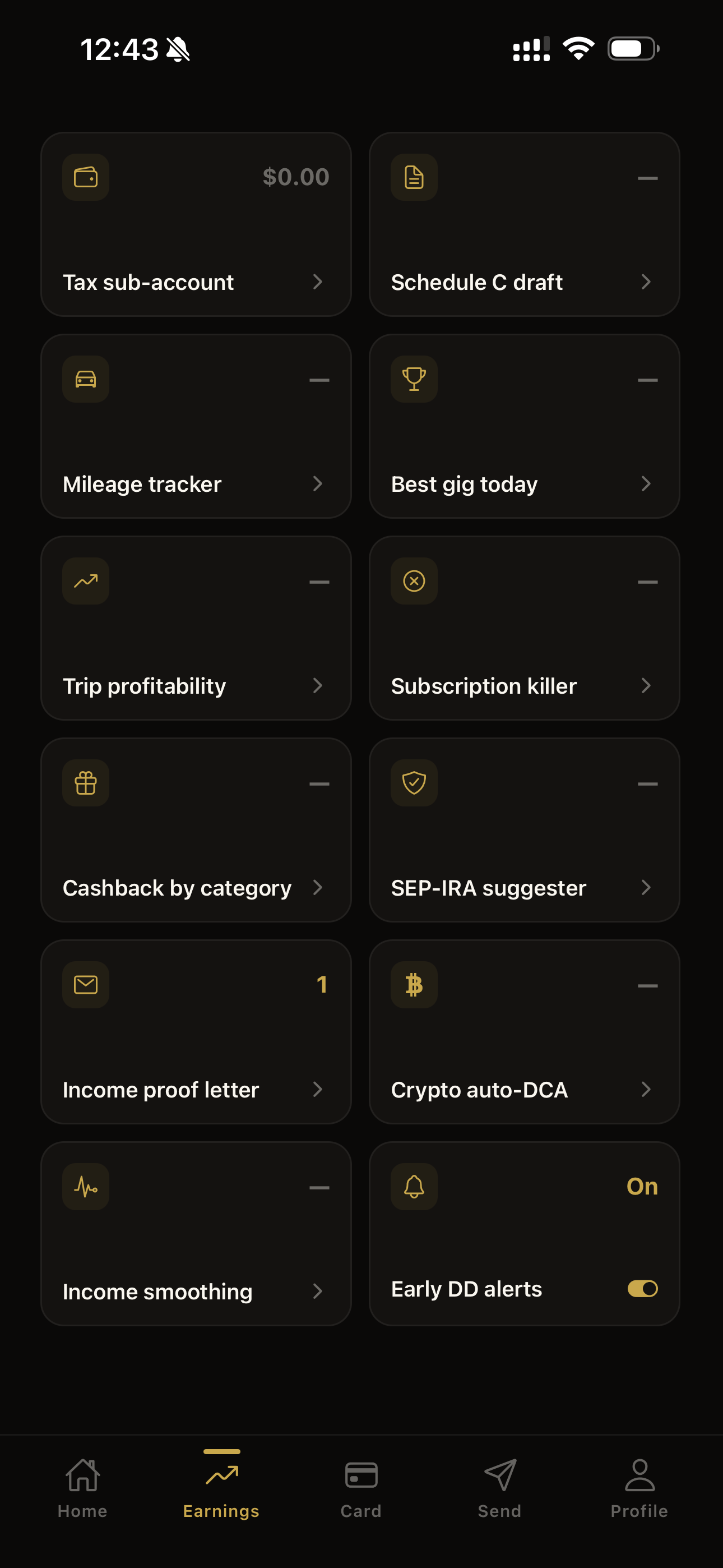 Kronos Earnings hub — live in TestFlight